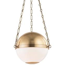 Sphere No.2 16 1/2&quot; Wide Aged Brass Pendant Light