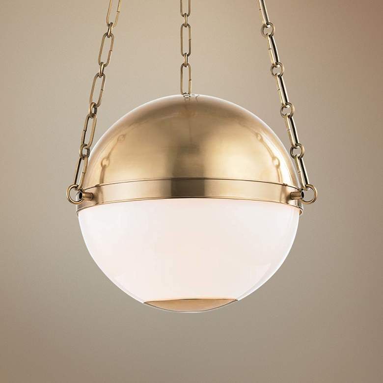Image 1 Sphere No.2 16 1/2" Wide Aged Brass Pendant Light