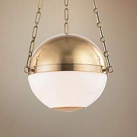 Image1 of Sphere No.2 16 1/2" Wide Aged Brass Pendant Light