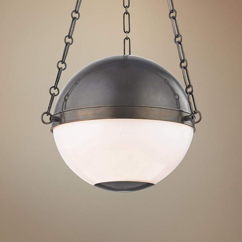 Image 1 Sphere No.2 16 1/2 inch Wide Distressed Bronze Pendant Light