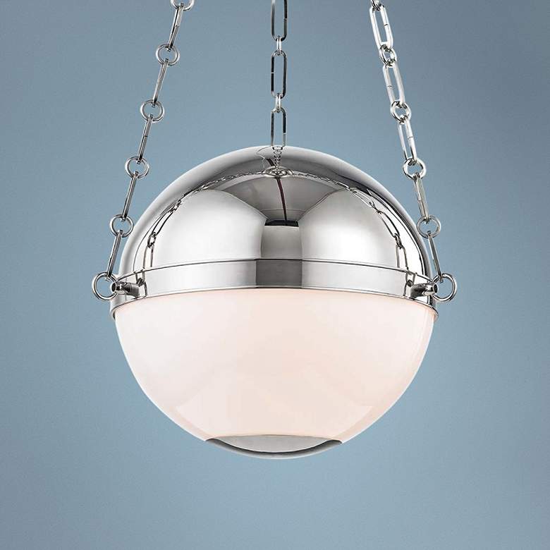 Image 1 Sphere No.2 16 1/2" Wide Polished Nickel Pendant Light