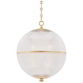 Image1 of Sphere No. 3 18 1/4" Wide Aged Brass Orb Pendant Light