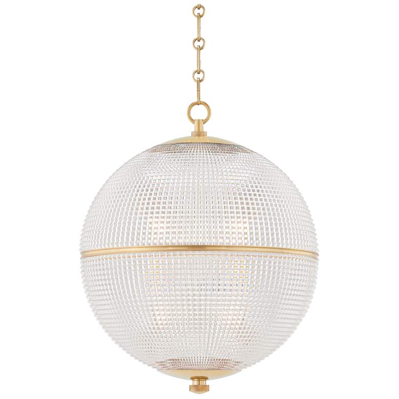 Image 1 Sphere No. 3 18 1/4" Wide Aged Brass Orb Pendant Light