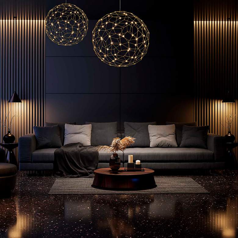 Image 3 Spheris 16" LED Globe Pendant in Natural Brass more views