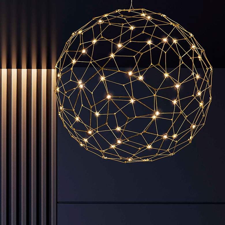 Image 4 Spheris 16" LED Globe Pendant in Natural Brass more views