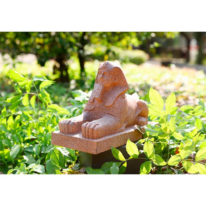 Image 6 Sphinx 15" High Tan Sphinx Statue with Solar LED Spotlight more views