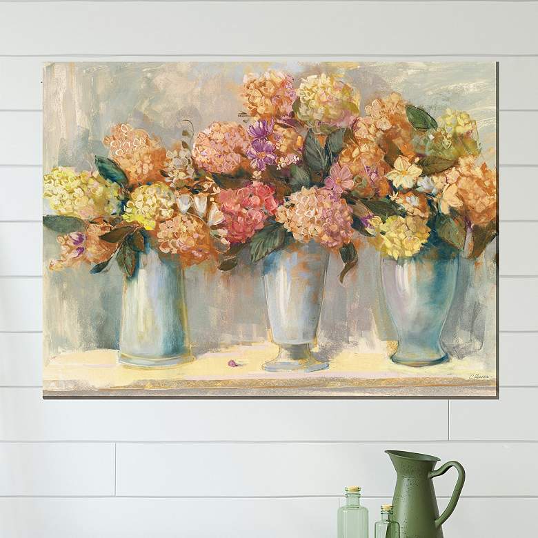 Image 1 Spiced Hydrangeas 40"W Rectangular Outdoor Canvas Wall Art