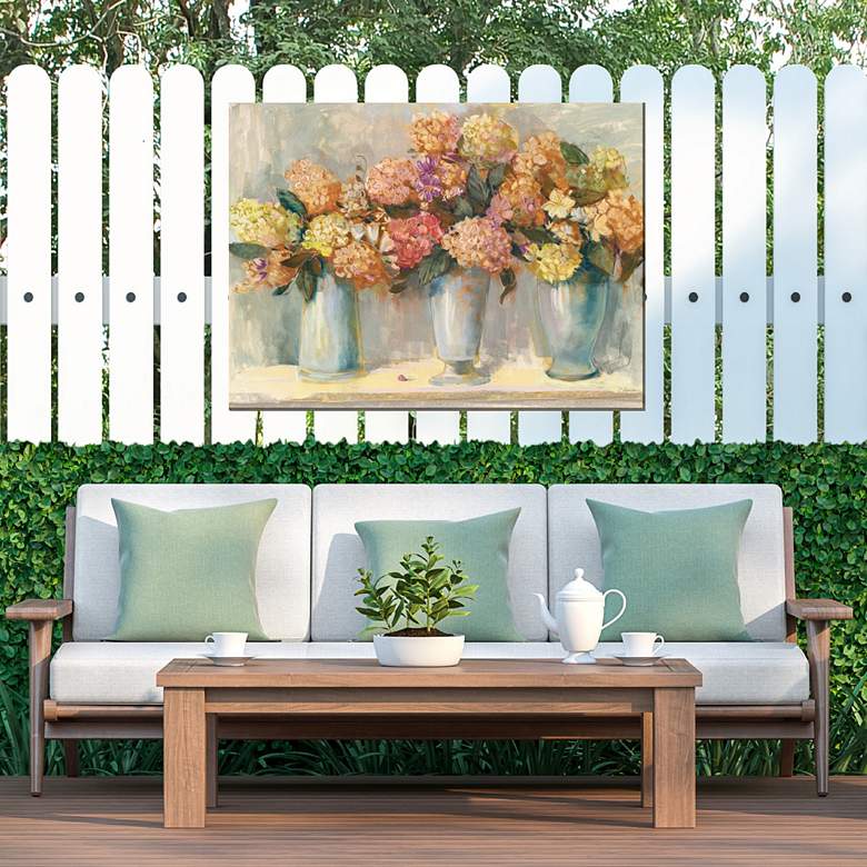 Image 3 Spiced Hydrangeas 40"W Rectangular Outdoor Canvas Wall Art more views