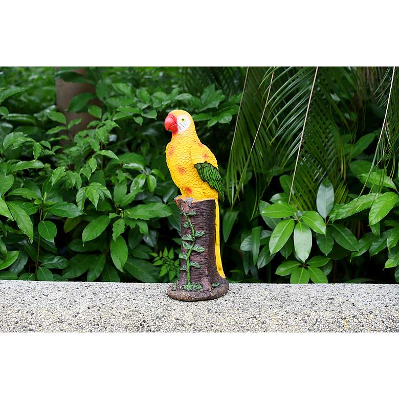 Image 4 Spike 20"H Yellow Brown Outdoor Parrot Statue with Spotlight more views