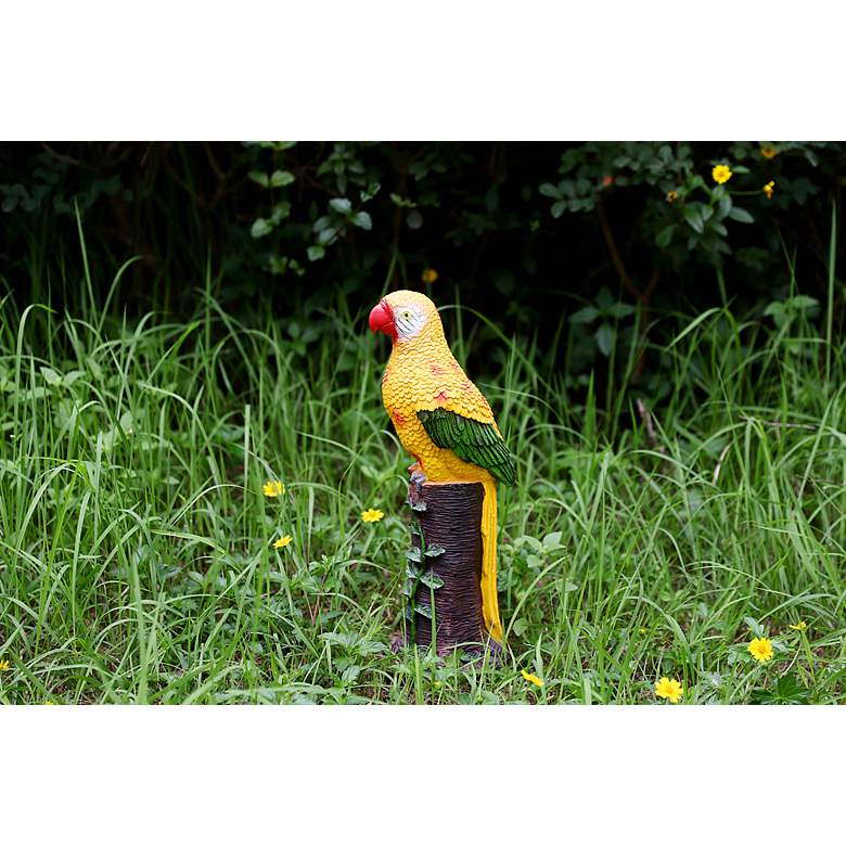 Image 5 Spike 20"H Yellow Brown Outdoor Parrot Statue with Spotlight more views