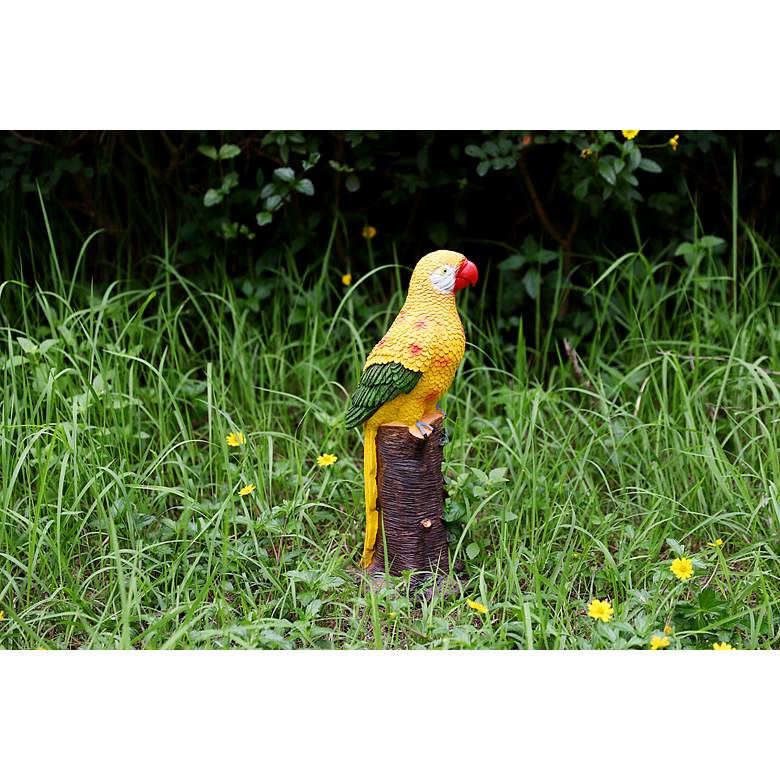 Image 6 Spike 20"H Yellow Brown Outdoor Parrot Statue with Spotlight more views