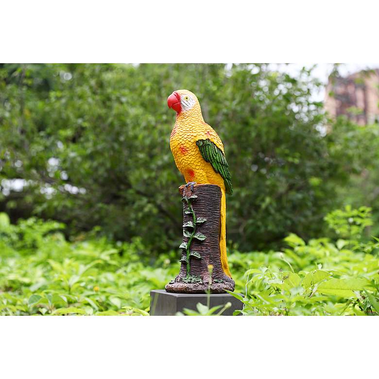 Image 7 Spike 20 inchH Yellow Brown Outdoor Parrot Statue with Spotlight more views