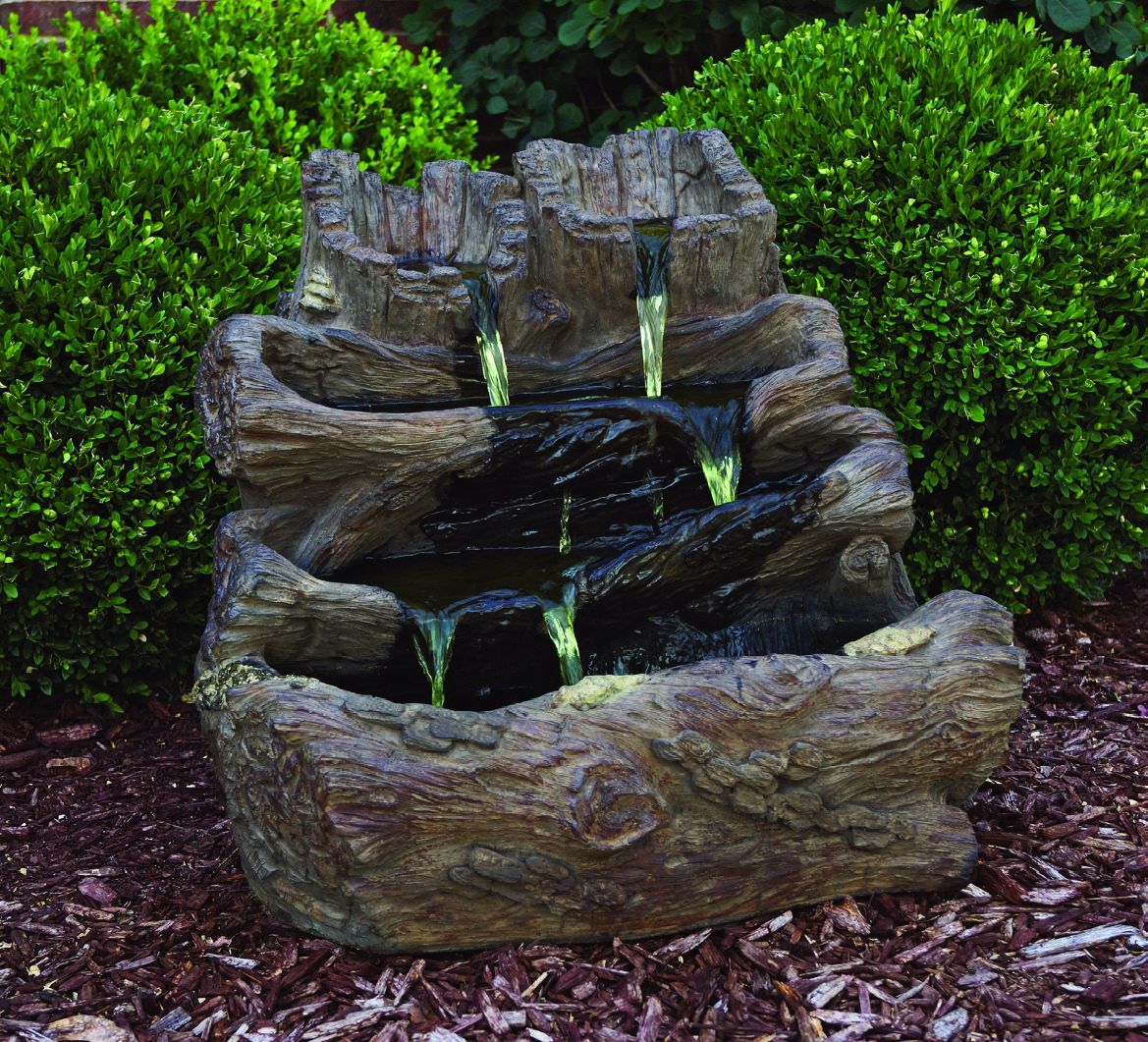Image 2 Spilling Logs 23" High Cast Stone Waterfall Garden Fountain - Made to Order more views
