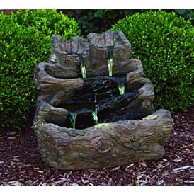 Image2 of Spilling Logs 23" High Cast Stone Waterfall Garden Fountain more views