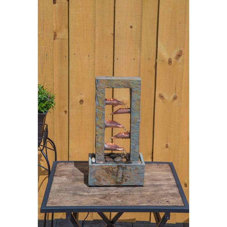 Image 3 Spillway 19" High Slate and Copper Indoor Table Fountain more views