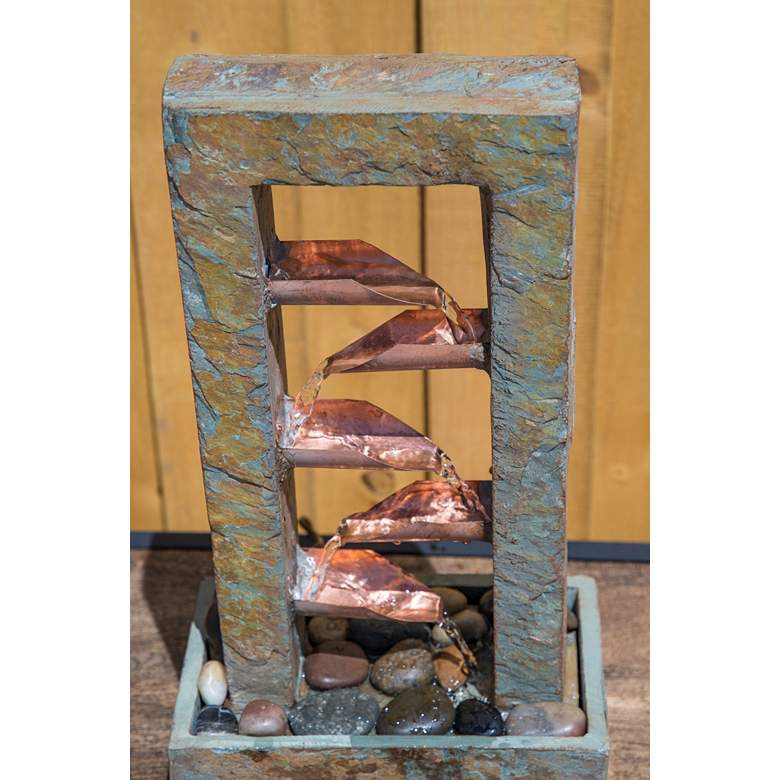 Image 4 Spillway 19" High Slate and Copper Indoor Table Fountain more views