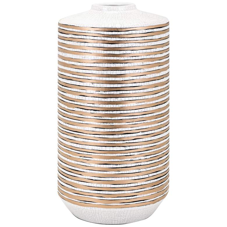 Image 1 Spindel White and Copper 14 1/4" High Medium Ceramic Vase