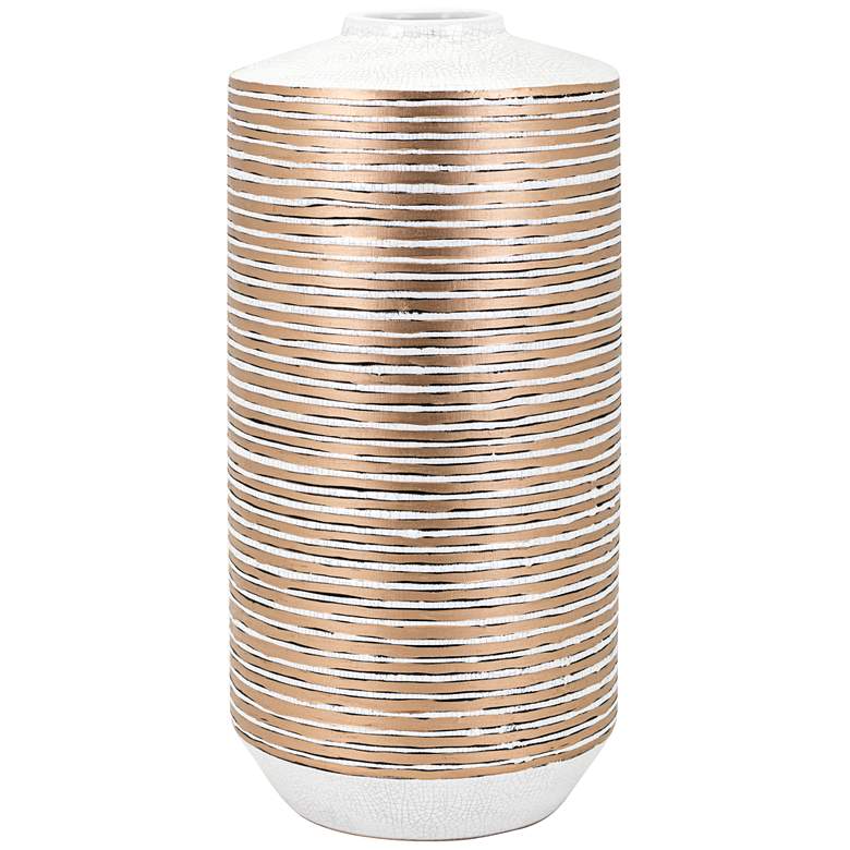 Image 1 Spindel White and Copper 18" High Large Ceramic Vase