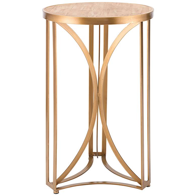 Image 1 Spinner 17 inch Wide Large Gold Round Accent Table