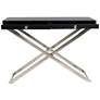 Spira 43"W Black Faux Ostrich Leather 2-Drawer Console Table