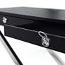 Spira 43"W Black Faux Ostrich Leather 2-Drawer Console Table