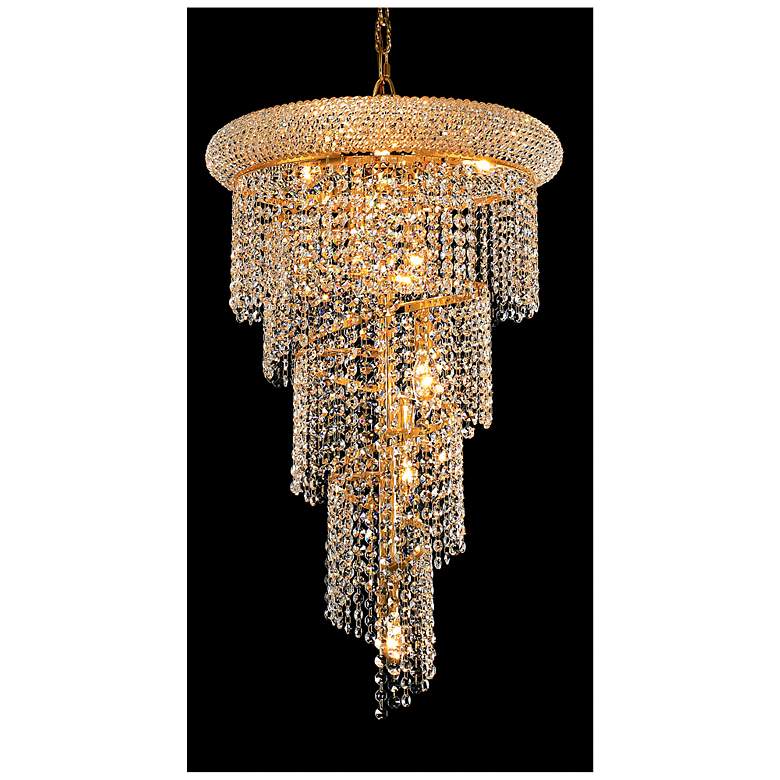 Image 1 Spiral 16" Wide Gold and Crystal Chandelier