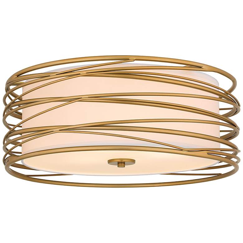 Image 1 Spiral 3-Light Light Gold Semi-Flush Mount Light