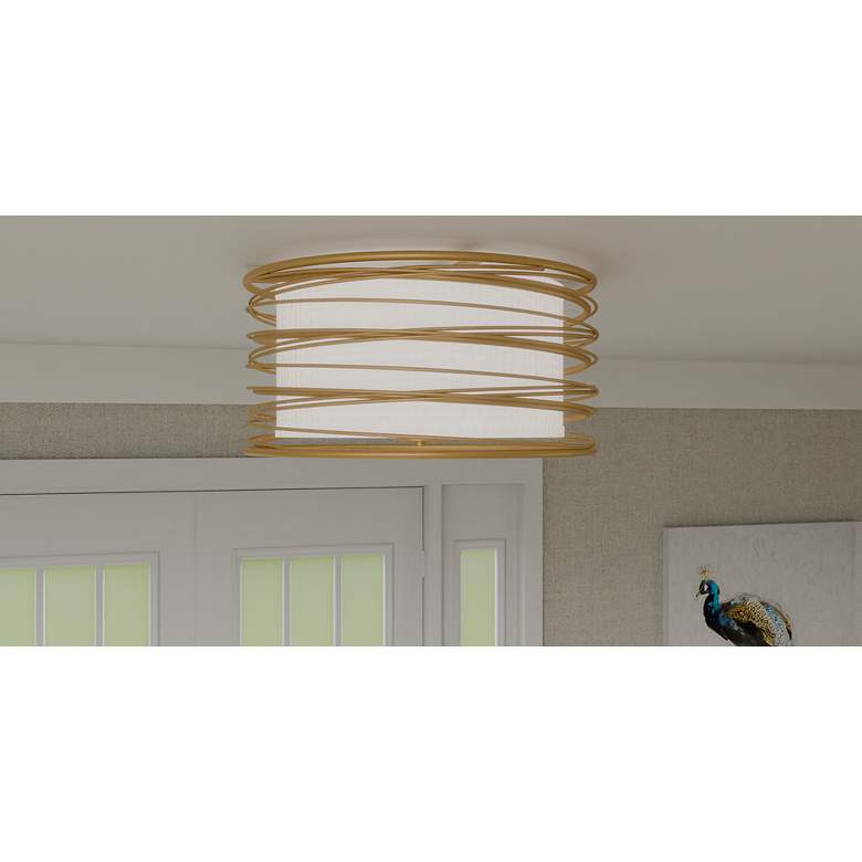 Image 2 Spiral 3-Light Light Gold Semi-Flush Mount Light more views