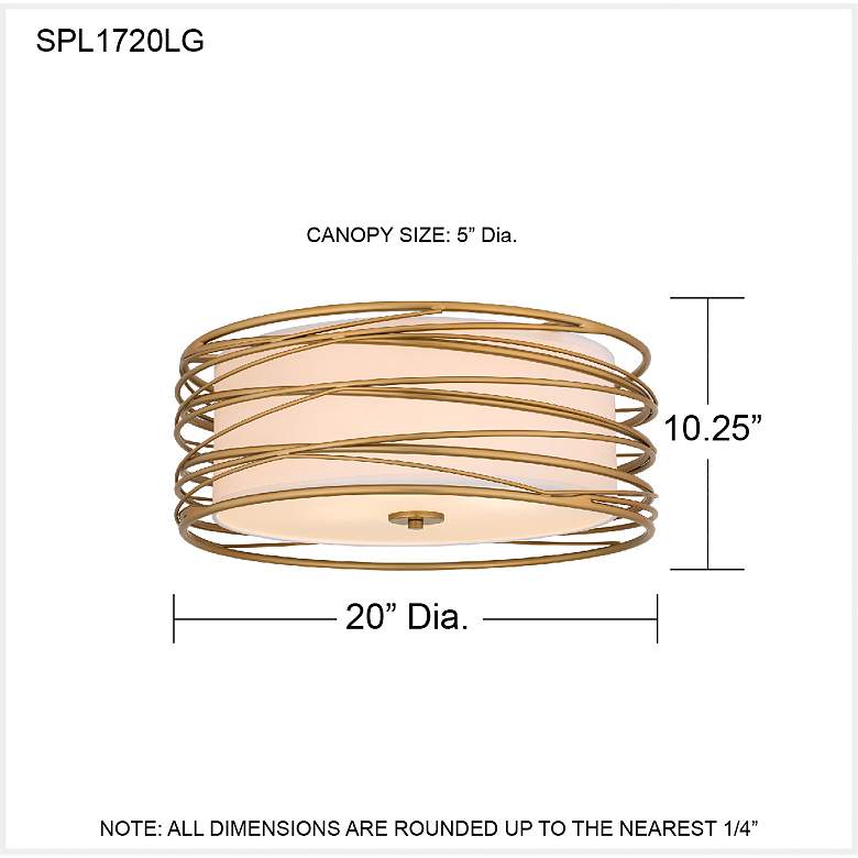 Image 3 Spiral 3-Light Light Gold Semi-Flush Mount Light more views