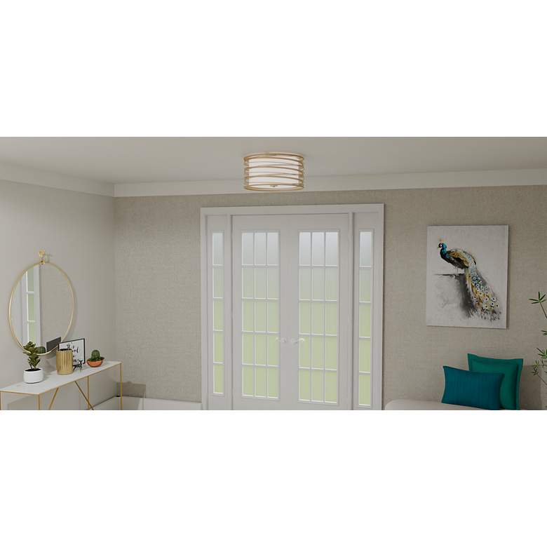 Image 4 Spiral 3-Light Light Gold Semi-Flush Mount Light more views
