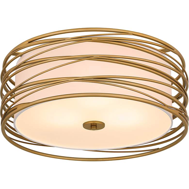 Image 7 Spiral 3-Light Light Gold Semi-Flush Mount Light more views
