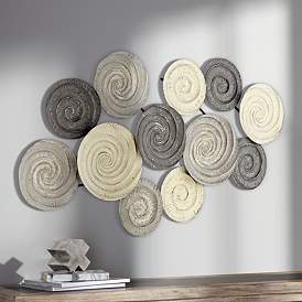 Image1 of Spiral Circles 49 1/2" Wide Painted Modern Metal Wall Art