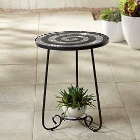 Image1 of Spiral Mosaic Black Iron Outdoor Accent Table