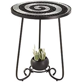 Image5 of Spiral Mosaic Black Iron Outdoor Accent Table more views