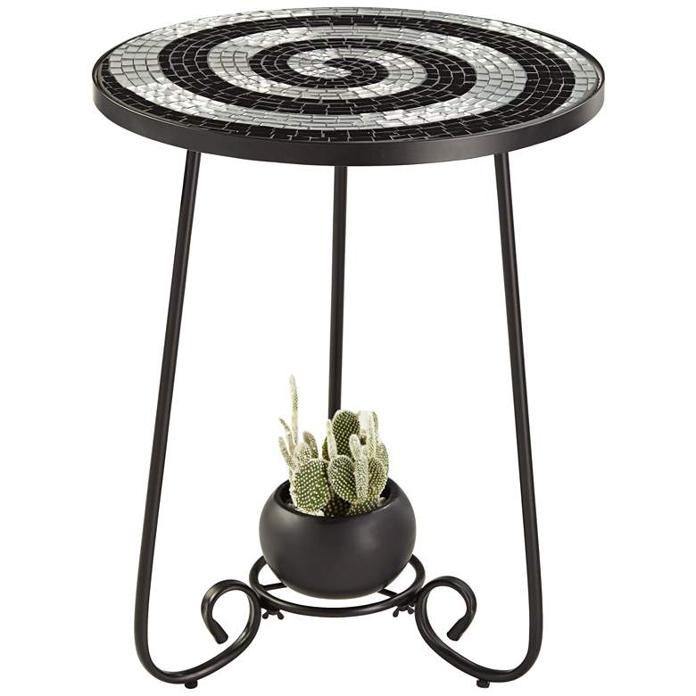 Image 5 Spiral Mosaic Black Iron Outdoor Accent Table more views