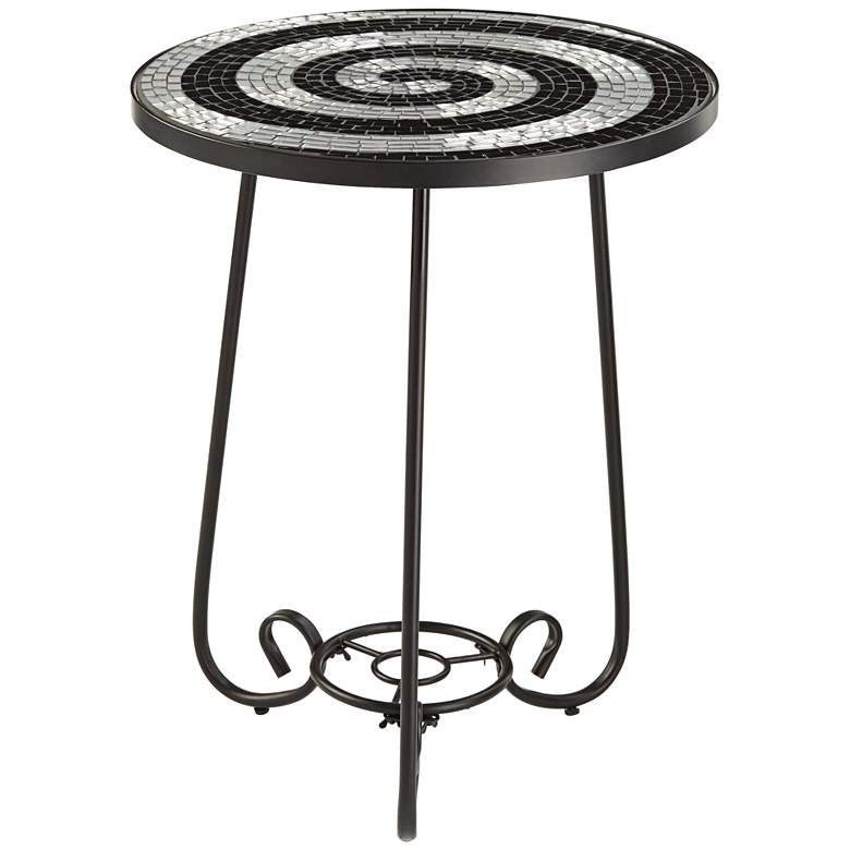 Image 7 Spiral Mosaic Black Iron Outdoor Accent Table more views
