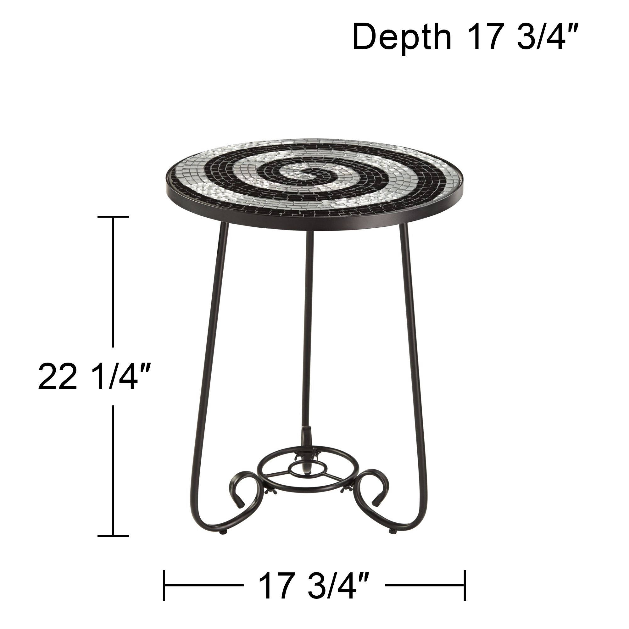 Spiral Mosaic Black Iron Outdoor Accent Table