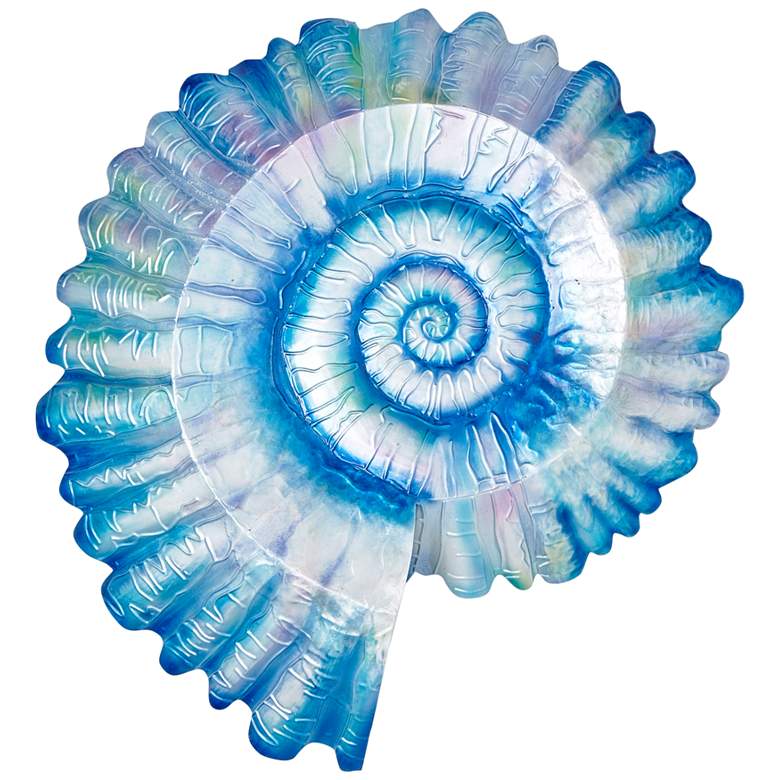Image 1 Spiral Shell 19" Wide Blue Metal Wall Decor