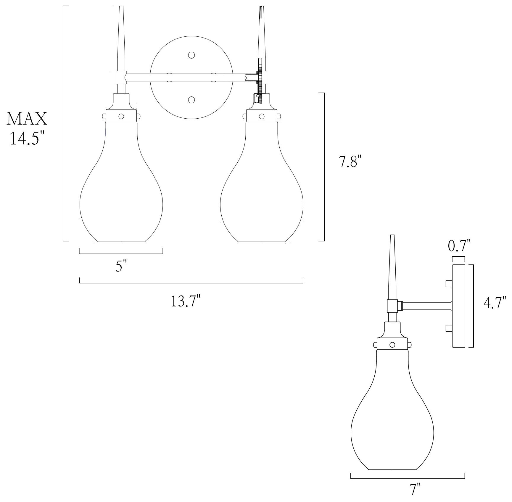 Image 3 Spire 13.8"W Brass Black 3-Light Teardrop Glass Bathroom Vanity Light more views