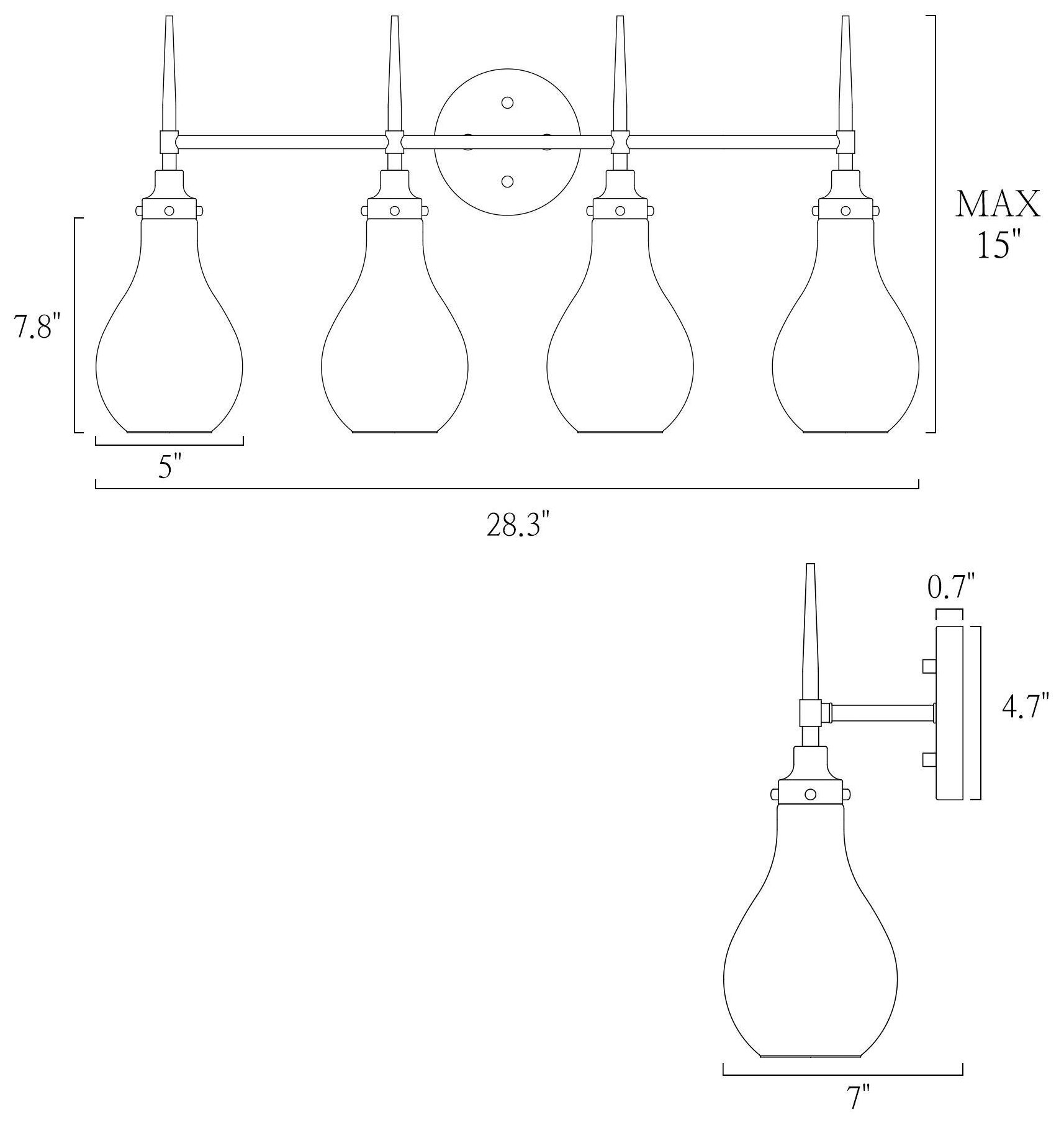 Image 2 Spire 28.3"W Brass Black 4-Light Teardrop Glass Bathroom Vanity Light more views