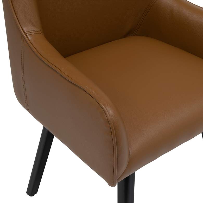 Image 3 Spire Caramel Brown Bonded Leather Modern Swivel Accent Chair more views