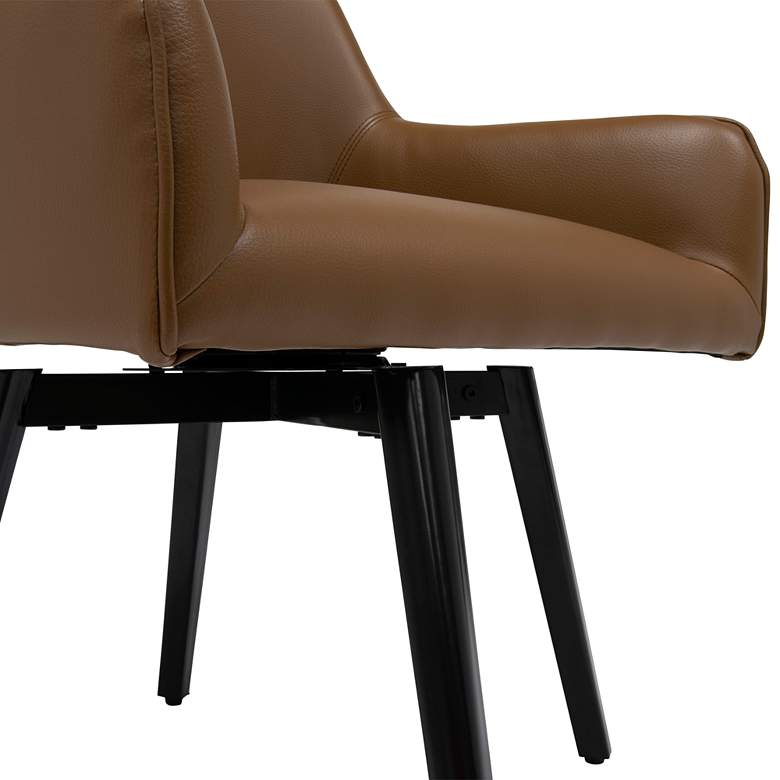 Image 4 Spire Caramel Brown Bonded Leather Modern Swivel Accent Chair more views