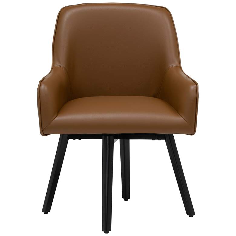 Image 5 Spire Caramel Brown Bonded Leather Modern Swivel Accent Chair more views