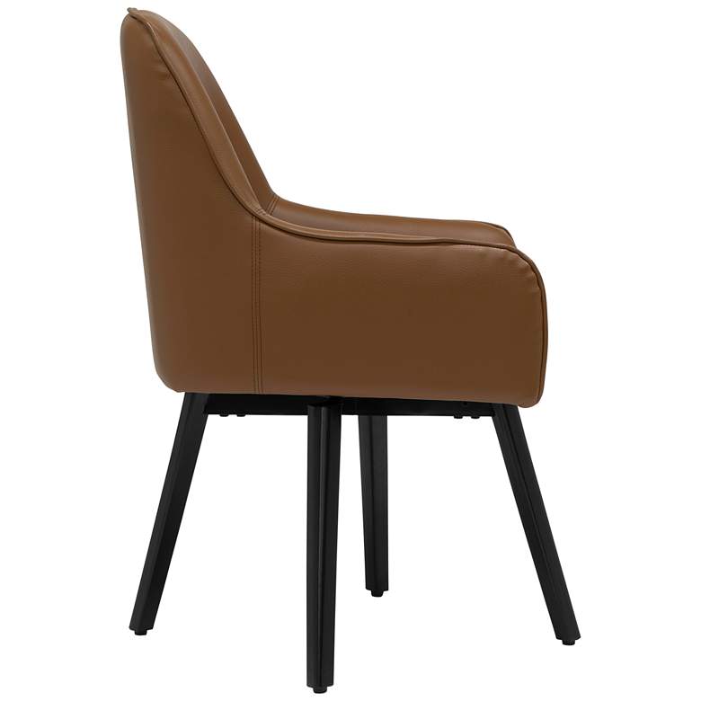 Image 6 Spire Caramel Brown Bonded Leather Modern Swivel Accent Chair more views