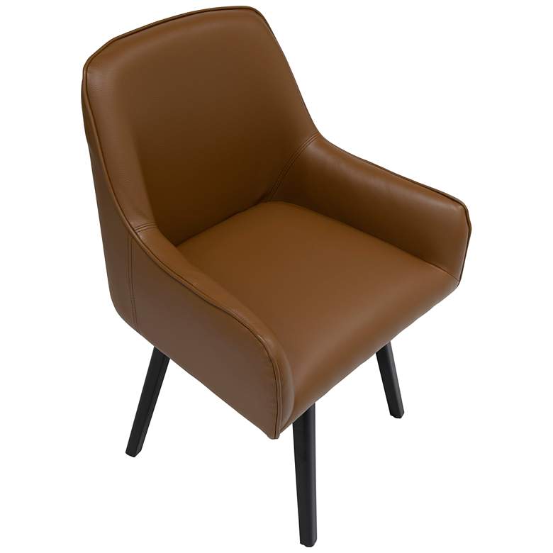 Image 7 Spire Caramel Brown Bonded Leather Modern Swivel Accent Chair more views