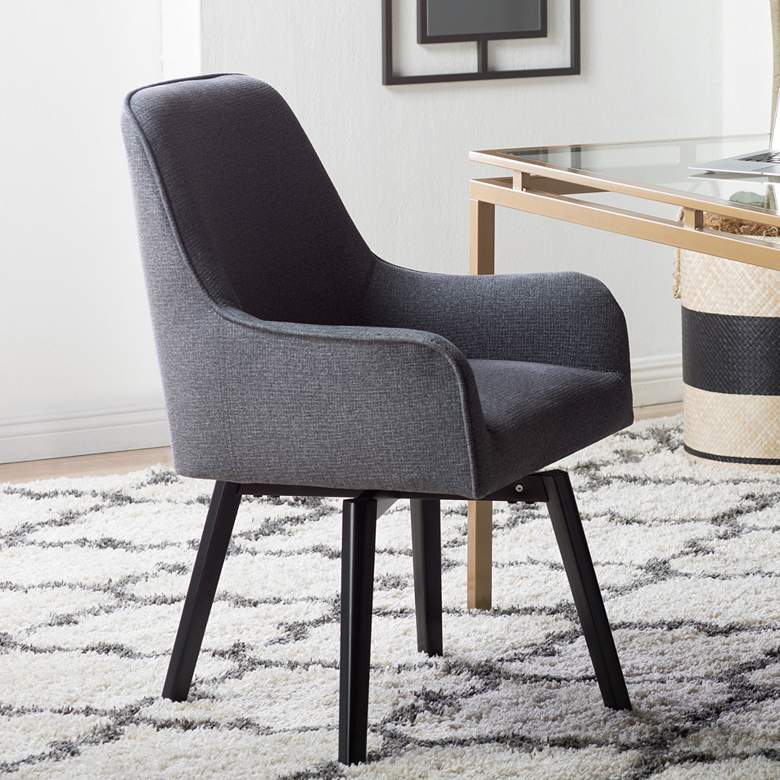 Image 1 Spire Charcoal Gray Fabric Luxe Swivel Accent Chair