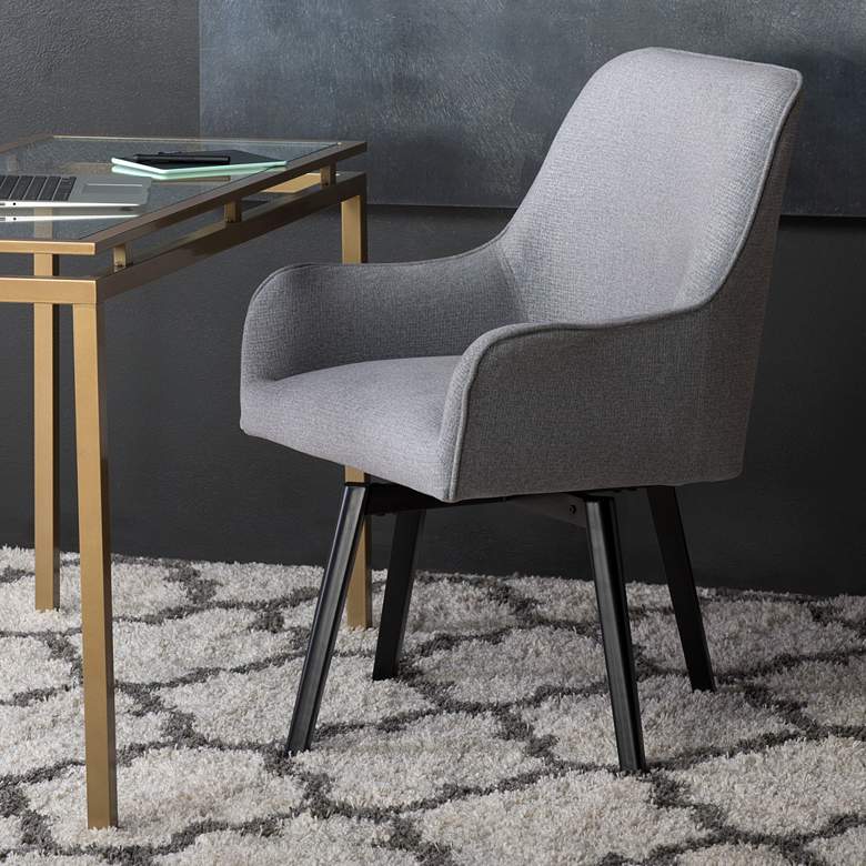 Image 1 Spire Heather Gray Fabric Luxe Swivel Accent Chair