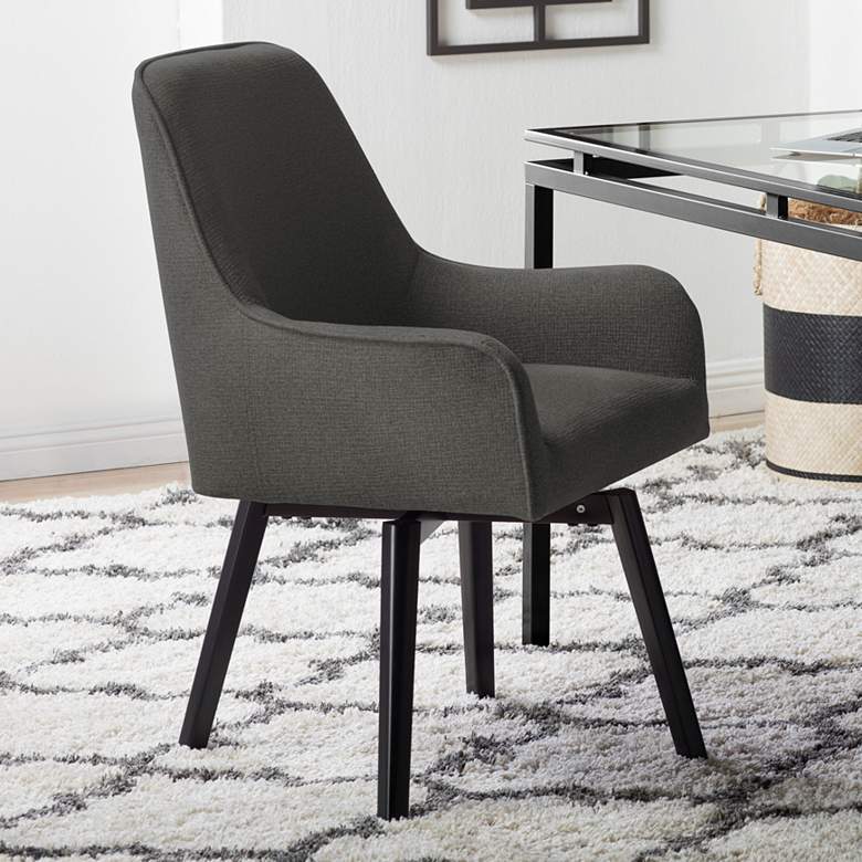 Image 1 Spire Pewter Fabric Luxe Swivel Accent Chair