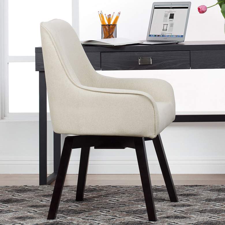 Image 1 Spire Sand White Fabric Modern Swivel Task Chair