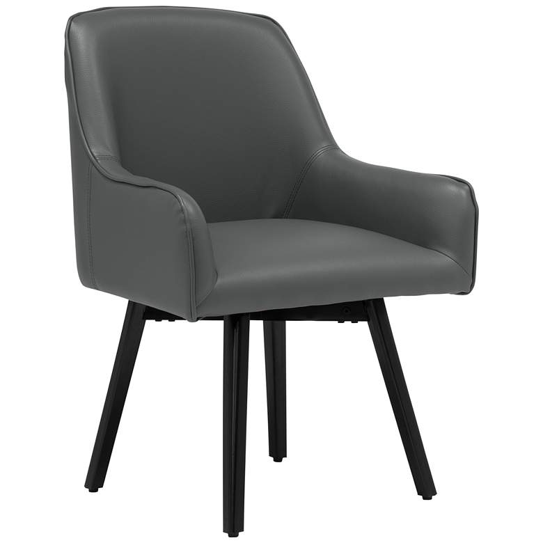 Image 2 Spire Smoke Gray Bonded Leather Swivel Accent Chair